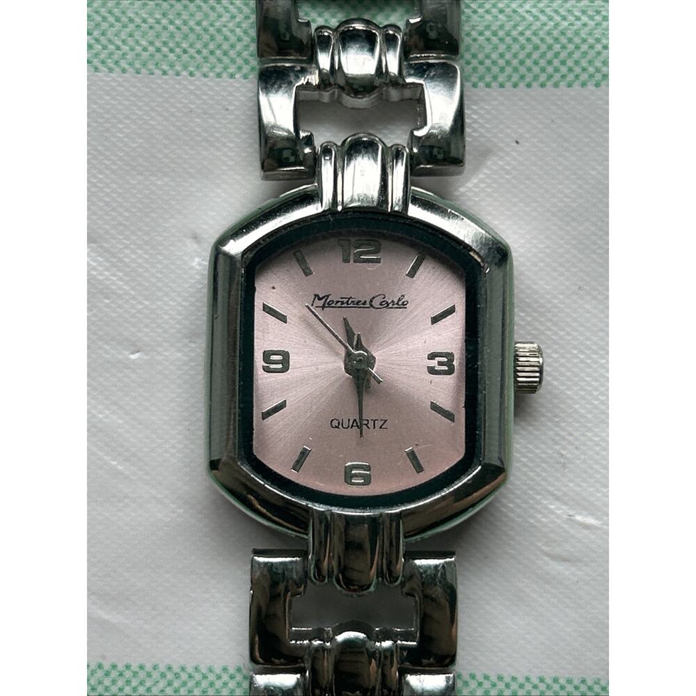 Montres Carlo Pink Dial Silver Tone Women’s Quartz Watch